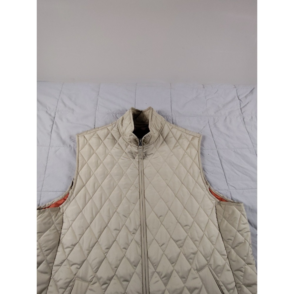 Lands End Women XL Tan Puffer Vest Lightweight Quilted Nylon Zip Gilet Jacket - Picture 4 of 12